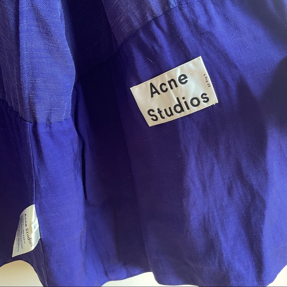 💜 Acne Studios royal purple linen blend jacket blazer w drawcord size 38 US M 6 - Picture 9 of 13